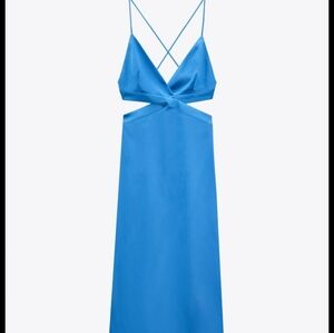Zara Elegant Blue Backless Dress
